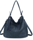 Tassel artisan hobo bag in bag set-Navy