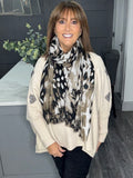 Black and Taupe mixed animal print scarf