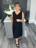 Lace midi dress-Black