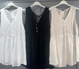 Italian lace peplum vest top-White