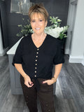 Black V neck tie top