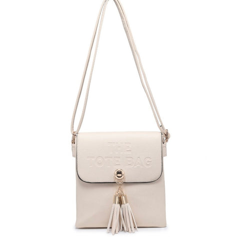 Tassel tote crossbody bag -Beige