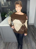 Argyle Bardot jumper-Chocolate