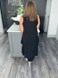 Hi-low frill Two piece set-Black