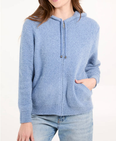Zip up cosy chenille zip hoody-Blue