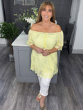 Sofia sequin and lace top-Lemon