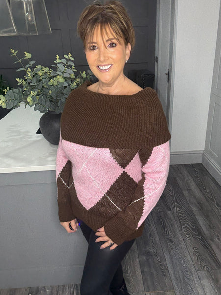 Argyle Bardot jumper-Pink