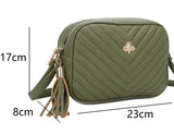 Black quilted crossbody strap