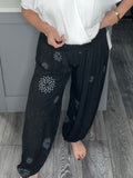 Star burst harem pants-Black