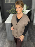 Relaxed fit slouchy knitted waistcoat-Taupe