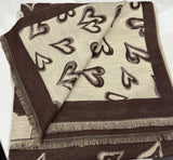 Cashmere blend reversible heart scarf-Chocolate