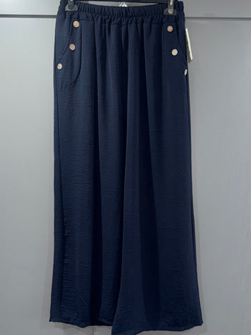 Italian wide leg pocket trousers-Navy