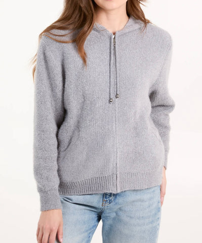 Zip up cosy chenille hoody-Grey