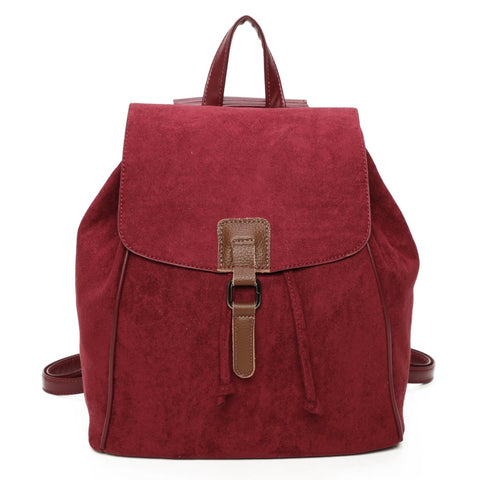 Large backpack in Lux faux suede-Burgundy