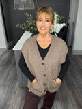Relaxed fit slouchy knitted waistcoat-Taupe