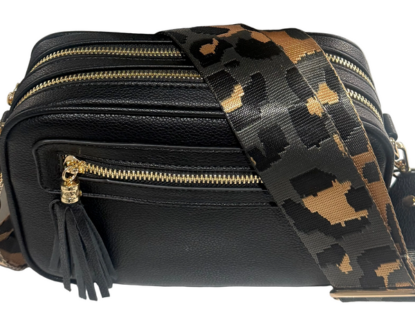 Two compartment crossbody bag -Black