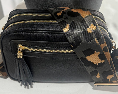 Two compartment crossbody bag -Black