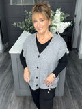 Relaxed fit slouchy knitted waistcoat-Grey