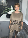 Mocha leopard scuba zip sweat top