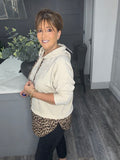 Lora leopard velour hoody-Beige