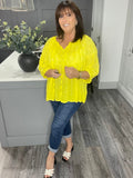 Fern broderie anglaise balloon sleeve top-Yellow