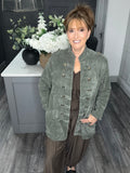 Soft velvet chenille military jacket-Khaki