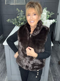 Lottie faux fur gilet-Rich chocolate
