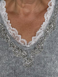 Grey marl and lace longline jumper
