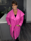Lottie waterfall soft boucle coat-Fuchsia
