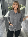Italian cashmere blend hooded cardigan-Grey