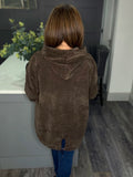 Luna soft velvet cord hoody-Chocolate