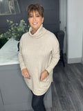 Jax cowl neck pocket jumper-Beige