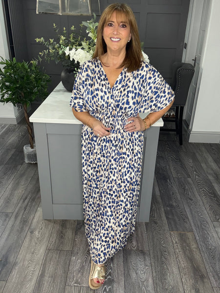 Blue leopard print maxi