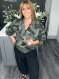 Denim camo bomber jacket-Khaki
