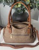 Mocha triple compartment shoulder/crossbody bag