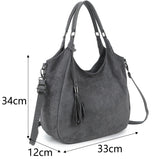 Slouchy hobo tassel bag-Grey
