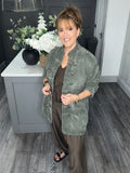 Soft velvet chenille military jacket-Khaki