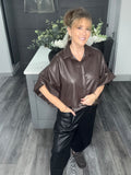 Leather look shirt-Chocolate