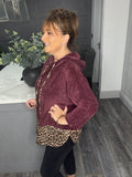 Lora leopard velour hoody-Plum