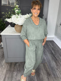 Italian textured luxury Co-ord set-khaki
