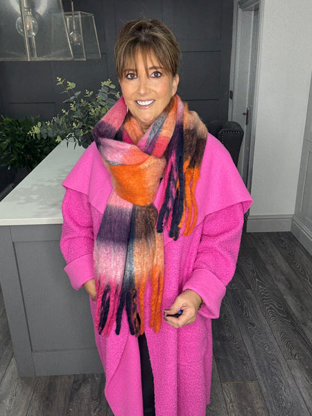 Lottie waterfall soft boucle coat-Fuchsia