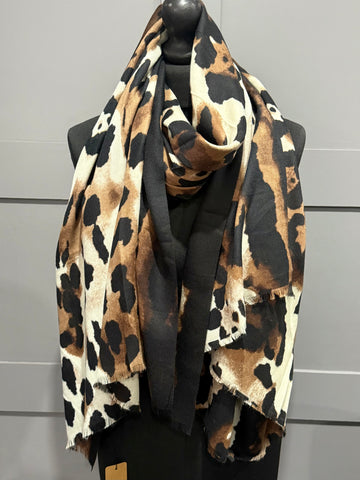 Luxury animal print scarf-Chocolate