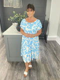 Abstract print midi magic dress-Blue