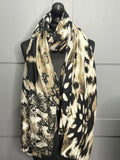 Black and Taupe mixed animal print scarf
