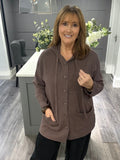 Italian. Cashmere blend hooded cardigan-Mocha