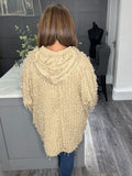 Shaggy hooded top-Beige