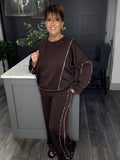 Scuba leopard trim 2 piece-Chocolate