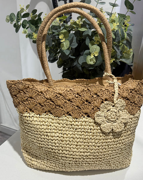 Pretty straw Tote shopper-Beige