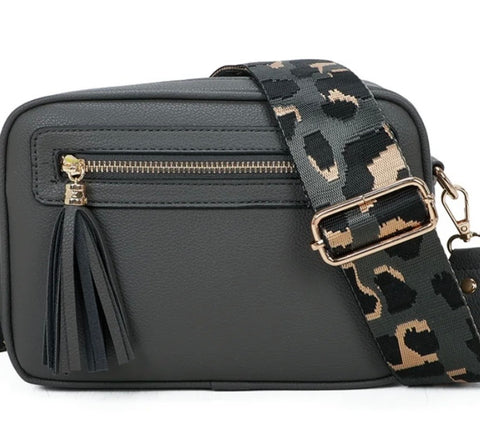 Two compartment crossbody bag-Grey