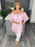 Sofia sequin and lace top -Baby pink